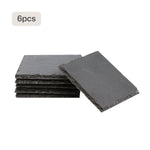 Stone Slate Coasters Square, Black, 6 Pcs