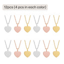 Stainless Steel Heart-Shaped Pendant Necklace (12pcs)