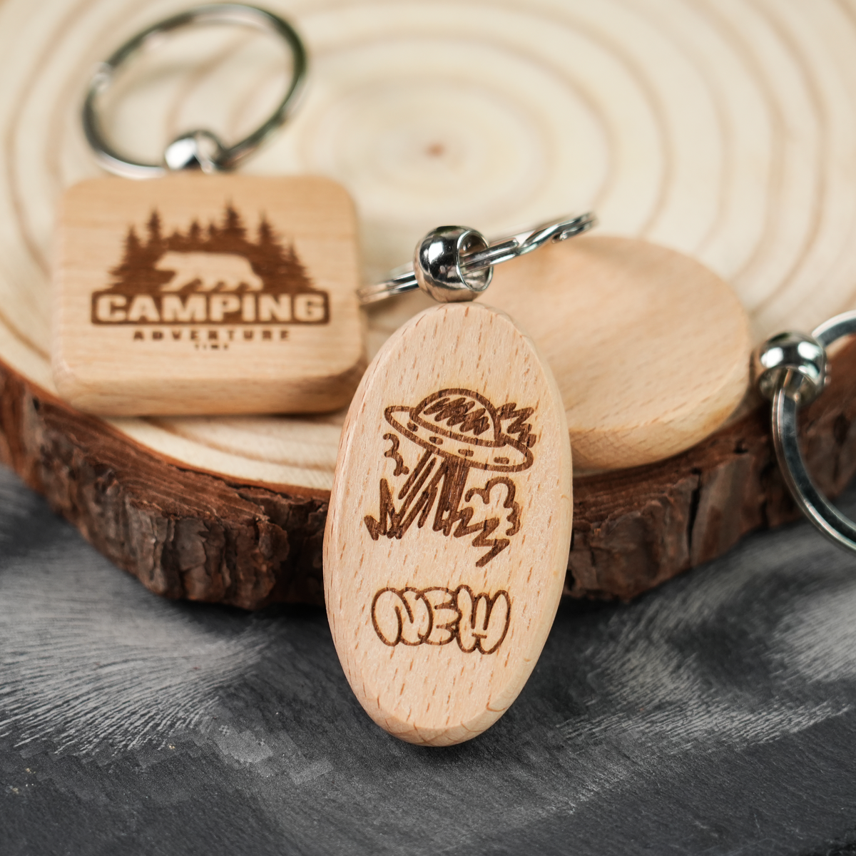 Porte-clés vierges en bois assortis (20 pièces)