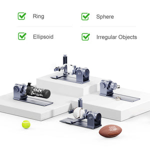 With Rotary Extension you can engrave on ring, sphere, ellipsoid and irregular objects.