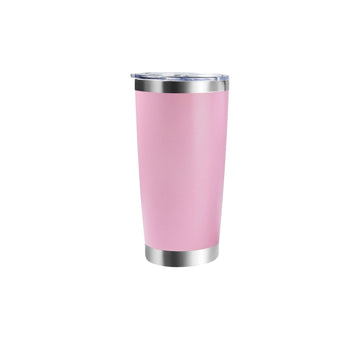 Coated Stainless Steel Tumbler with Lid, 20 oz, Pink