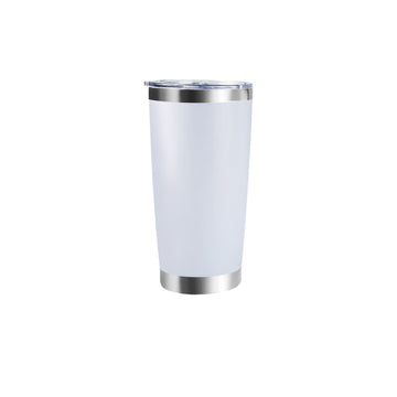 Coated Stainless Steel Tumbler with Lid, 20 oz, White