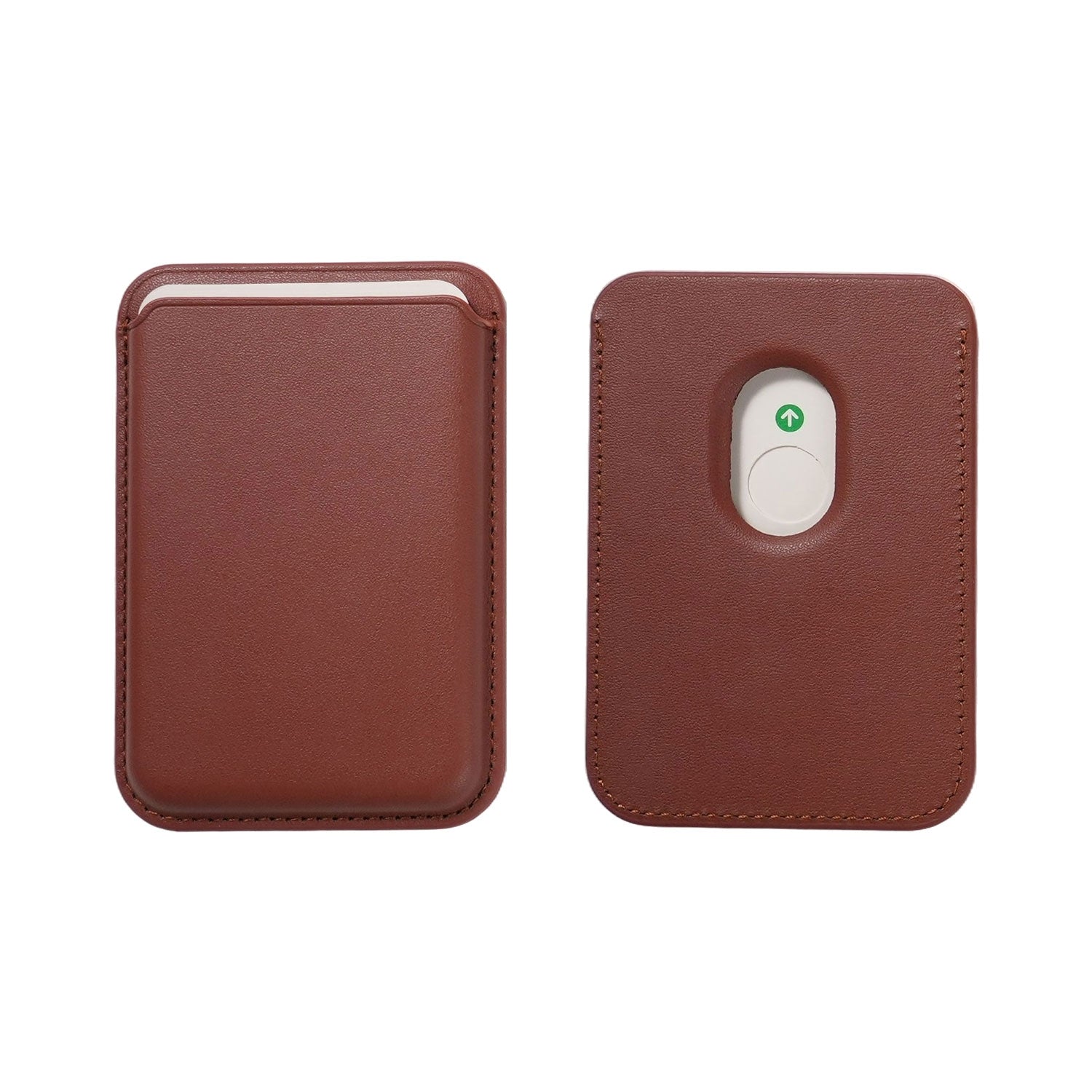Magnetic Leather Card Holder for iPhone, Ocker Red Color