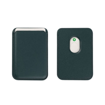 Magnetic Leather Card Holder for iPhone, Green Color