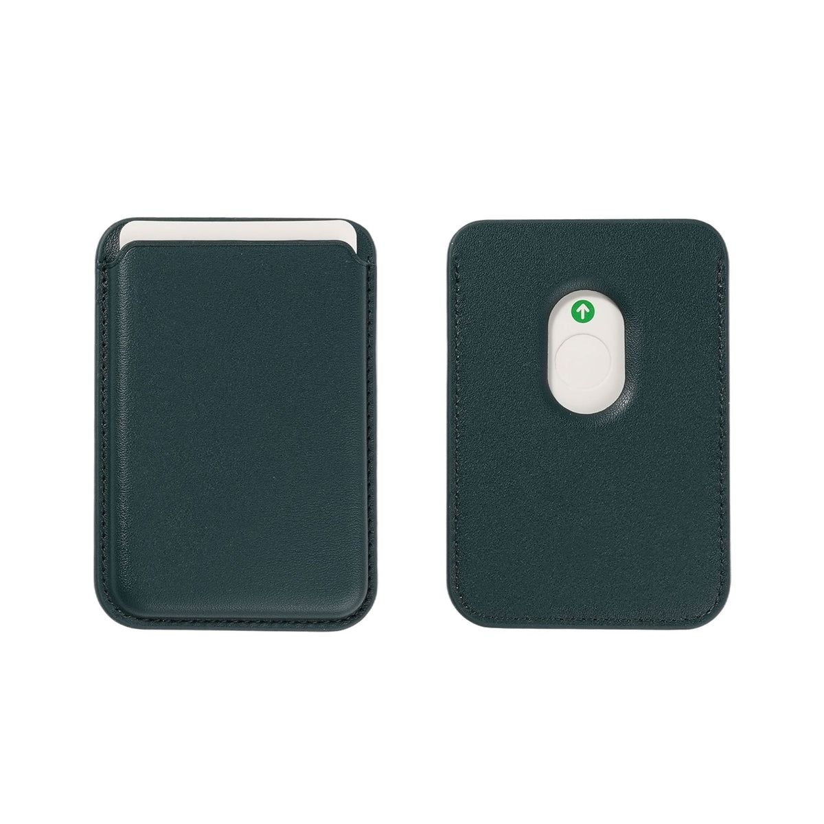 Magnetic Leather Card Holder for iPhone, Green Color