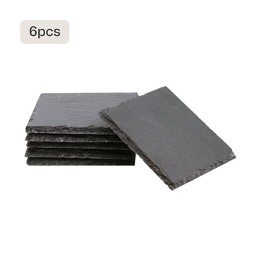 Stone Slate Coasters Square, Black, 6 Pcs
