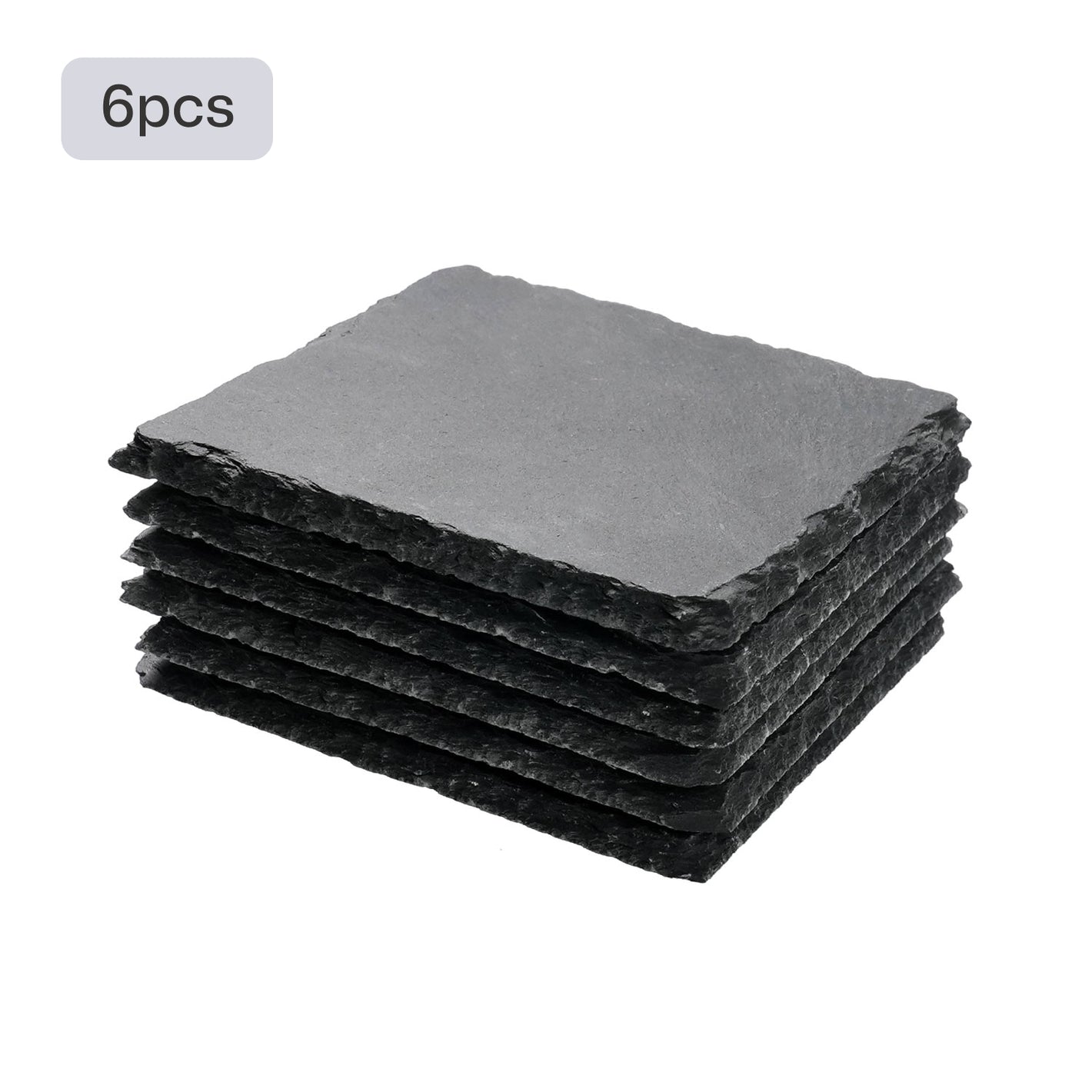 Stone Slate Coasters Square, Black, 6 Pcs