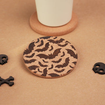 Bat Engraving on the Cork Coaster
