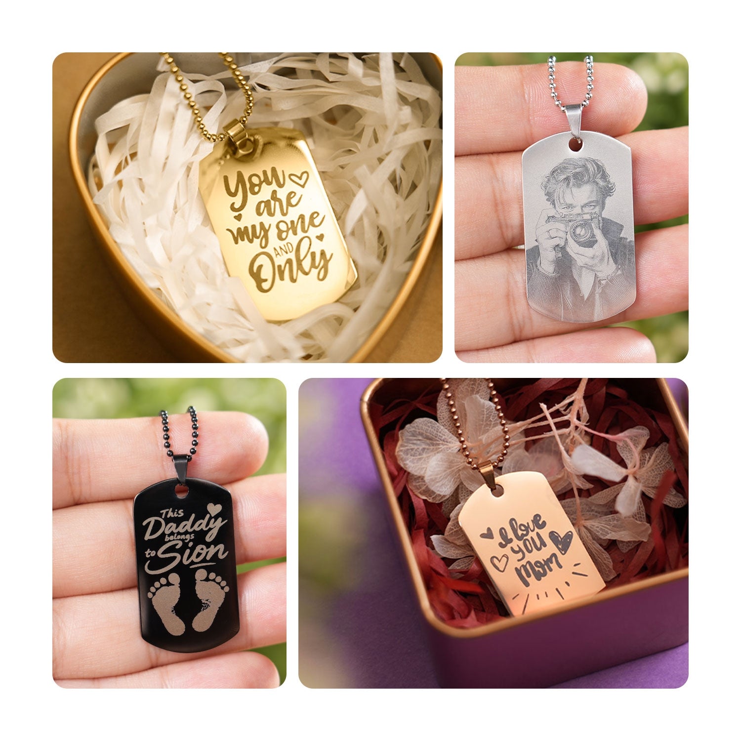 Text, Pattern and Photo Engrasvings on the Pendants