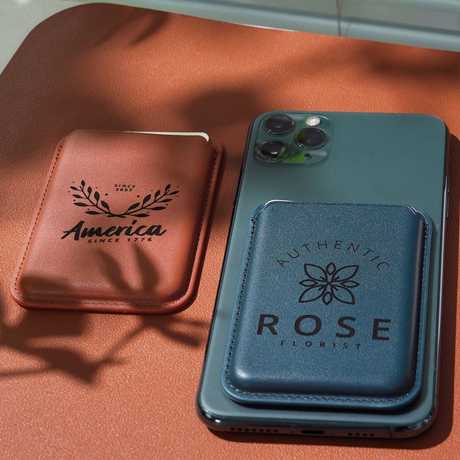 Text and pattern engravings on the card holders