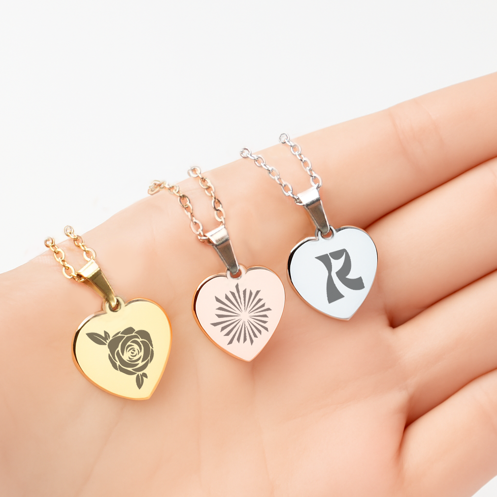 Pendentif en forme de cœur en acier inoxydable (12 pcs)