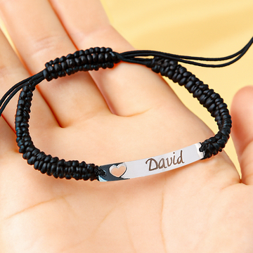Bracelet en barre d’acier inoxydable avec corde tressée  (8 pcs)
