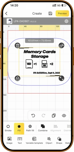 Laserpecker software interface showing how to easily insert text and shapes for engraving