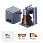 LaserPecker LP2 Plus Basic Set, including the main unit plus a free gift of Safety Glasses (worth €49.99) and a materials pack (worth €14.99), providing everything you need to start engraving immediately.