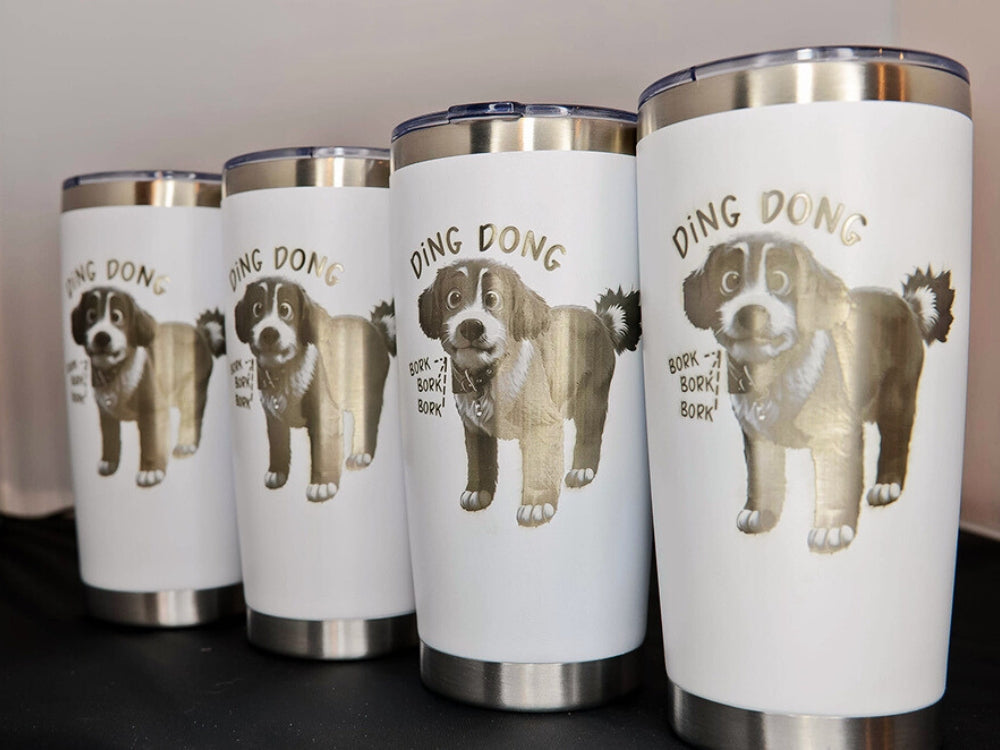 Engraved drinking tumblers made by Mike Golove