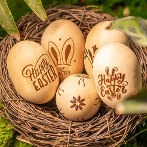 Laser Engraving on wooden Eggs