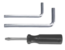 Official LaserPecker maintenance tools: a set of three different-sized hex wrenches and a cross-head screwdriver included in the LP2 Plus package for easy assembly.