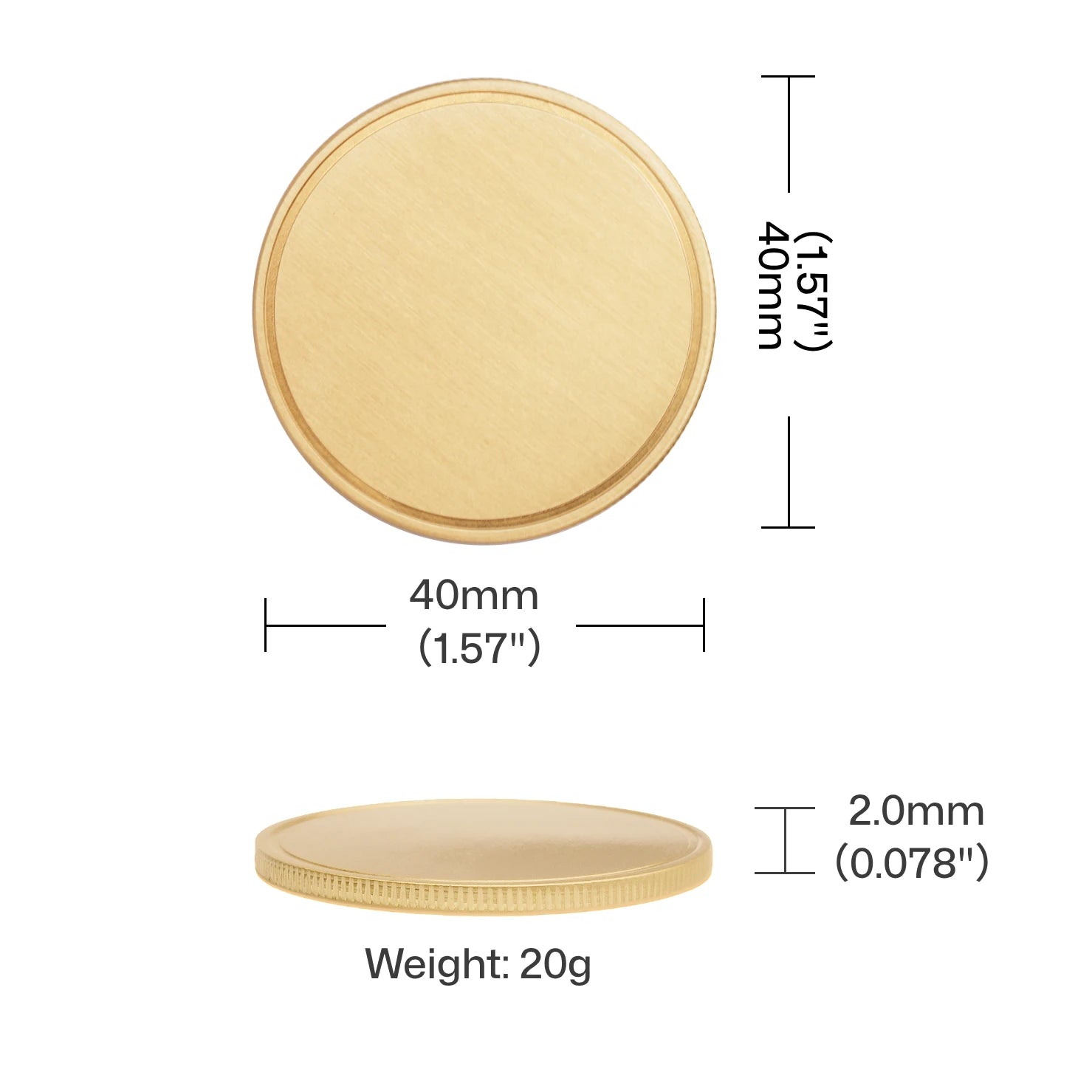 Moedas em Branco de Latão (5 unidades / 10 unidades)
