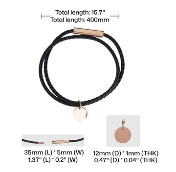 Braided Leather Bracelet with Stainless Steel Rod (2pcs)