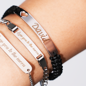 Bracelet en barre d’acier inoxydable avec corde tressée  (8 pcs)
