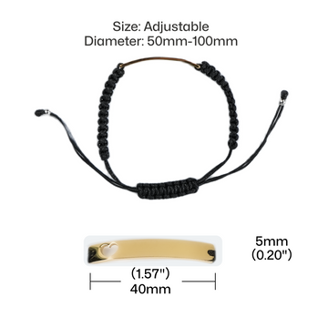 Bracelet en barre d’acier inoxydable avec corde tressée  (8 pcs)