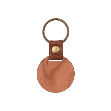 Porte-clés rond en bois de cerisier