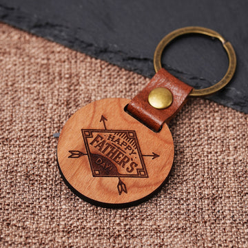 Porte-clés rond en bois de cerisier