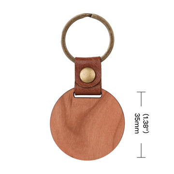 Porte-clés rond en bois de cerisier