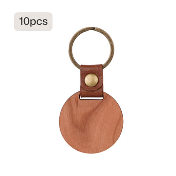 Porte-clés rond en bois de cerisier