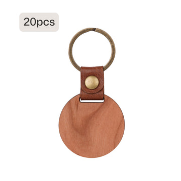 Porte-clés rond en bois de cerisier