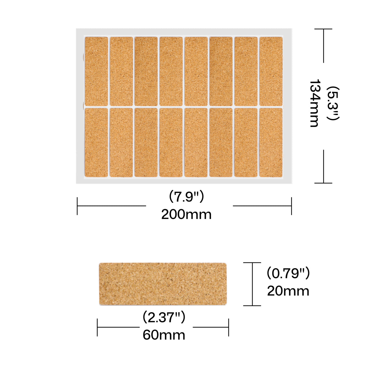 Étiquettes rectangulaires en liège (160 pcs)