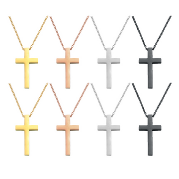 Collier avec pendentif croix en acier inoxydable (8 pcs)