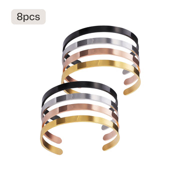 Stainless Steel Cuff Bracelets (8pcs)