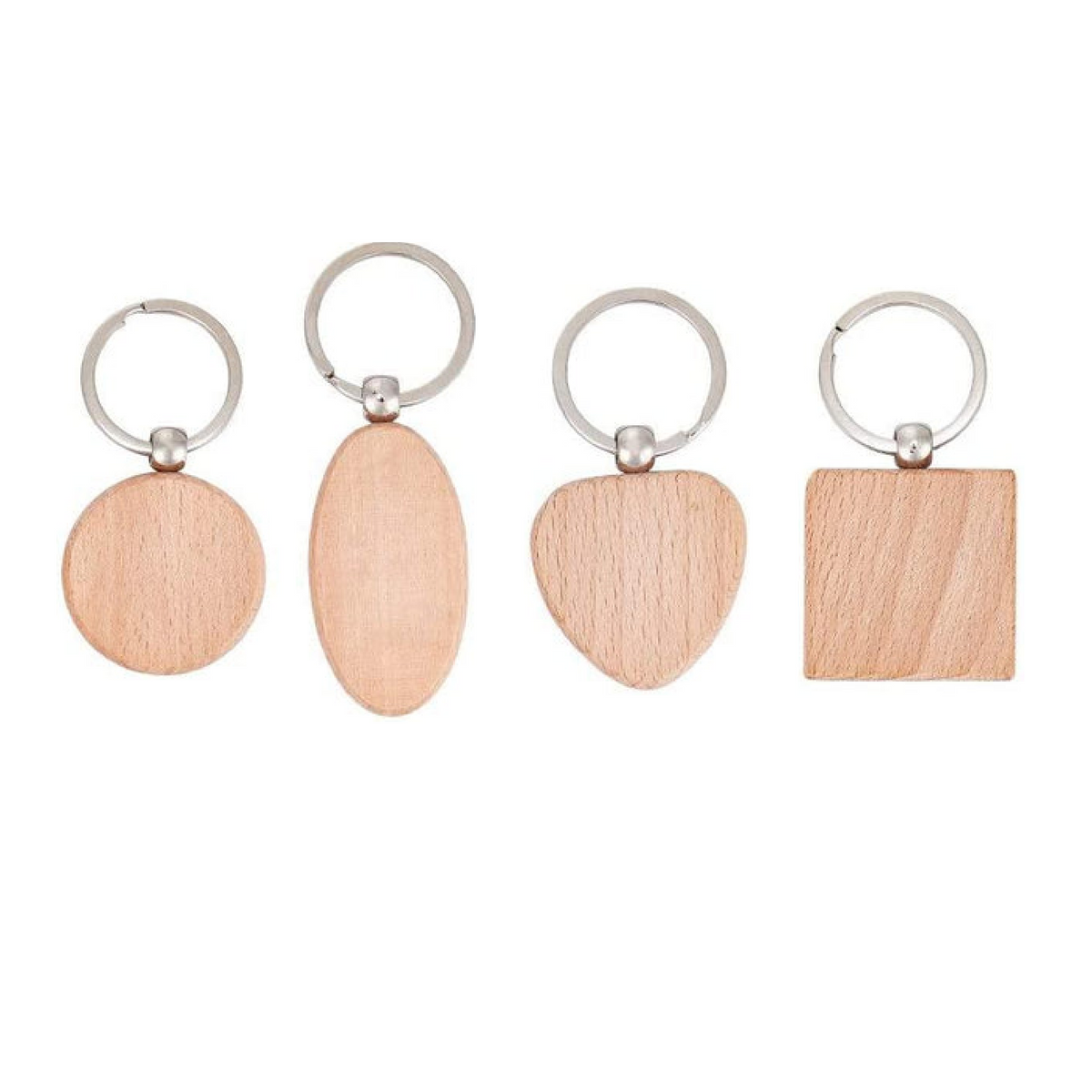 Porte-clés vierges en bois assortis (20 pièces)