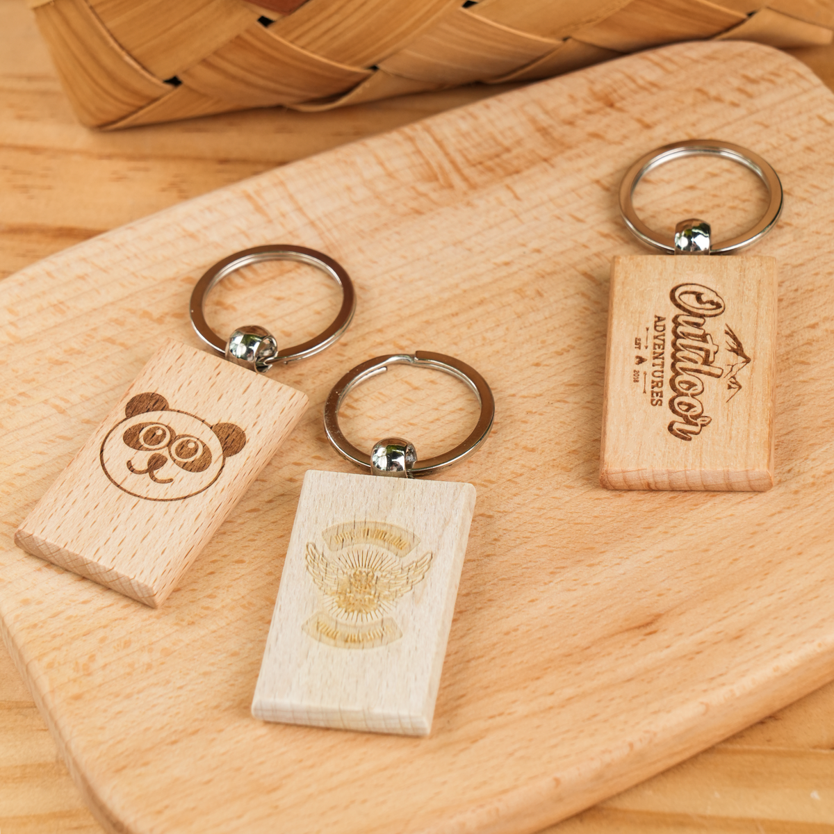 Porte-clés rectangulaire vierge en bois (20 pièces / 40 pièces)