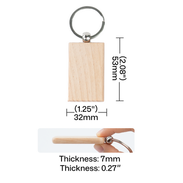 Blank Rectangular Wooden Keychain (20pcs / 40pcs)