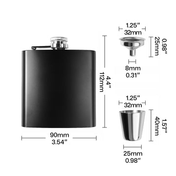 Stainless Steel Hip Flask with Funnel and Cups (6 oz)