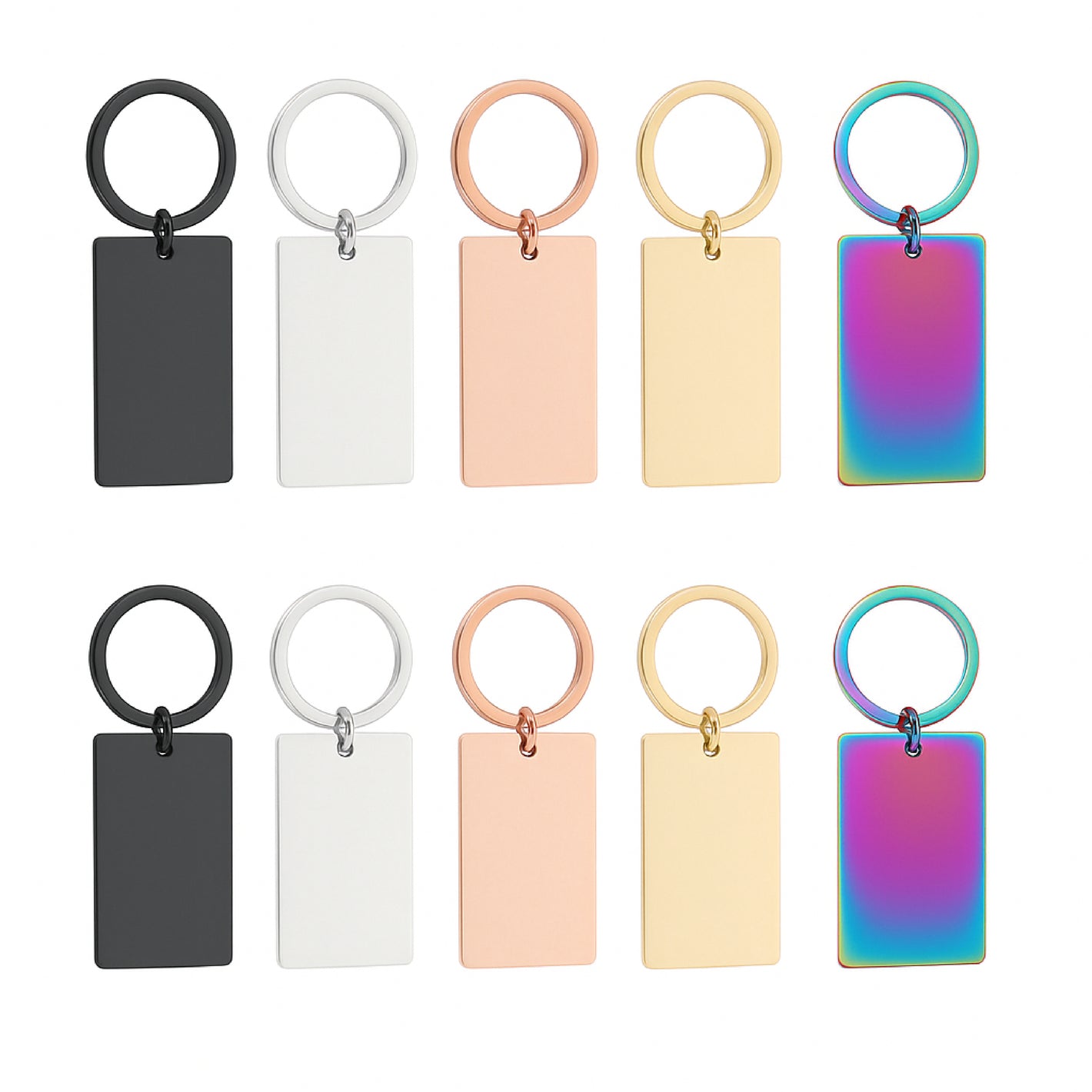 Stainless Steel Rectangular Keychain (10pcs)