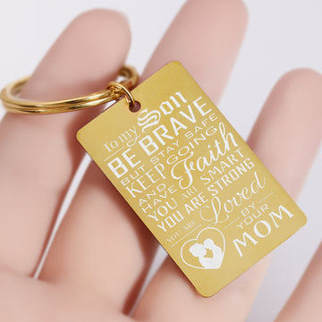 Porte-clés rectangulaire en acier inoxydable (10 pcs)