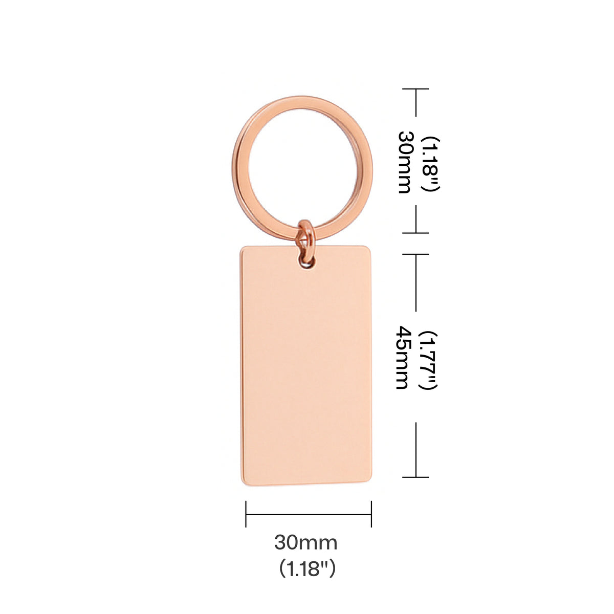 Porte-clés rectangulaires en acier inoxydable (10 pièces)