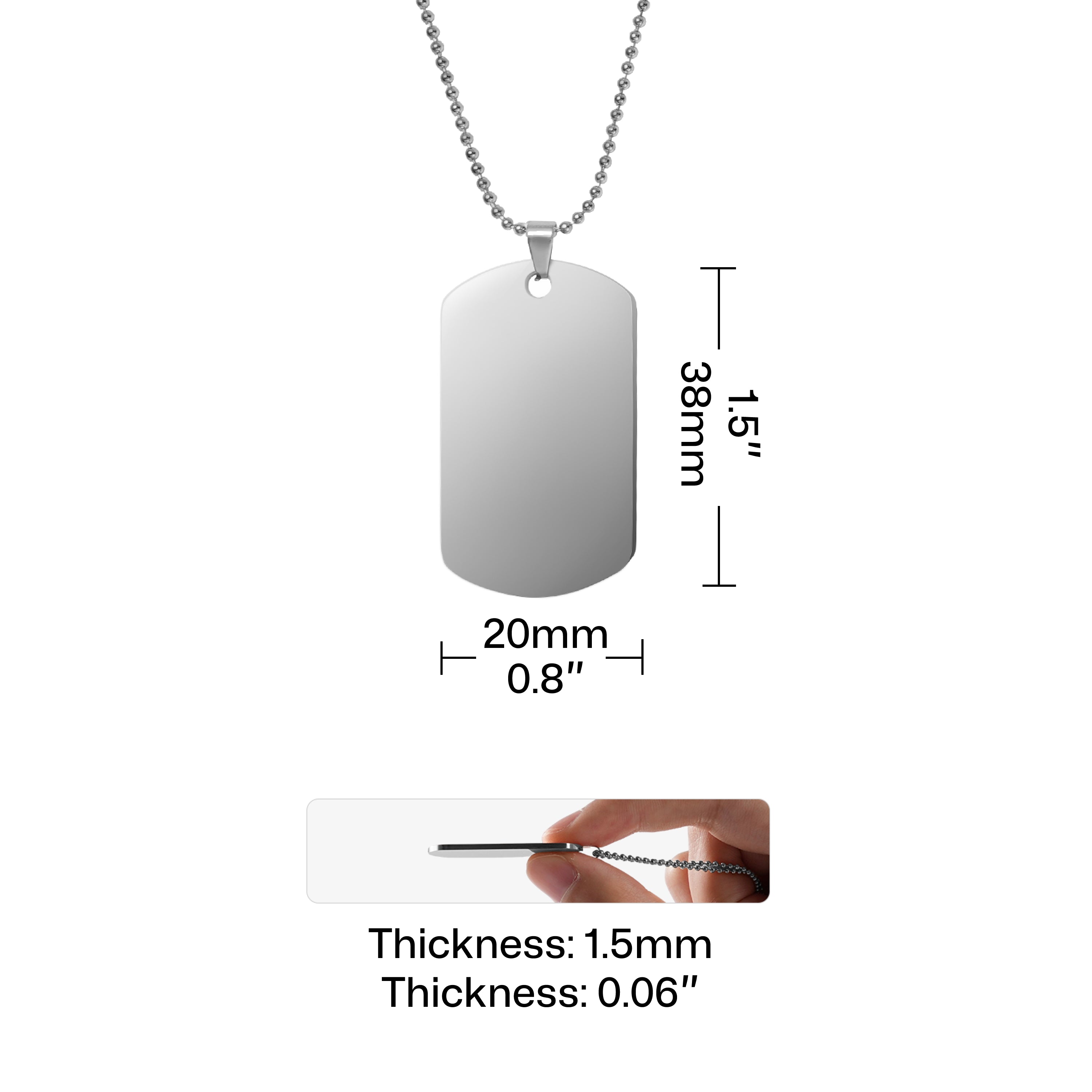 Stainless Steel Army Pendant Necklace/Dog Tag (8pcs)