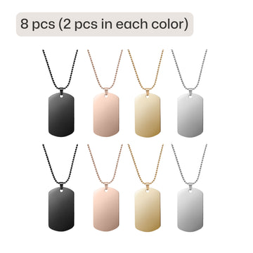 Collier avec pendentif militaire en acier inoxydable (8 pcs)