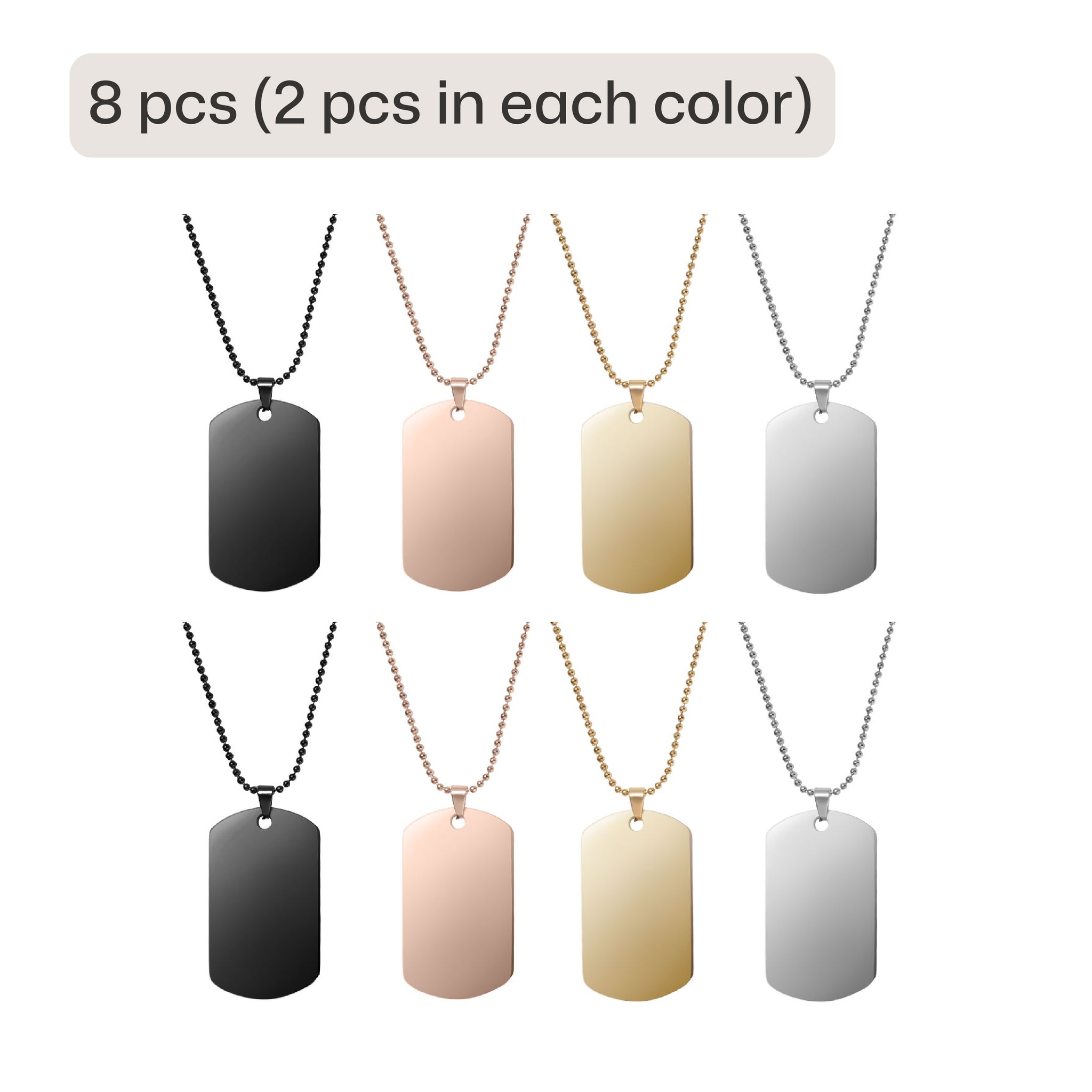 Stainless Steel Army Pendant Necklace/Dog Tag (8pcs)