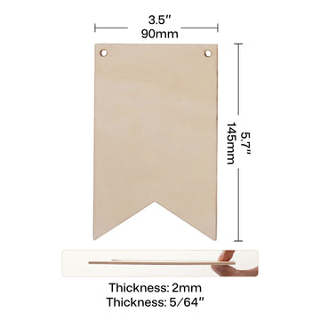 Panneaux en bois vierge en forme de fanion (24 pcs / 48 pcs)