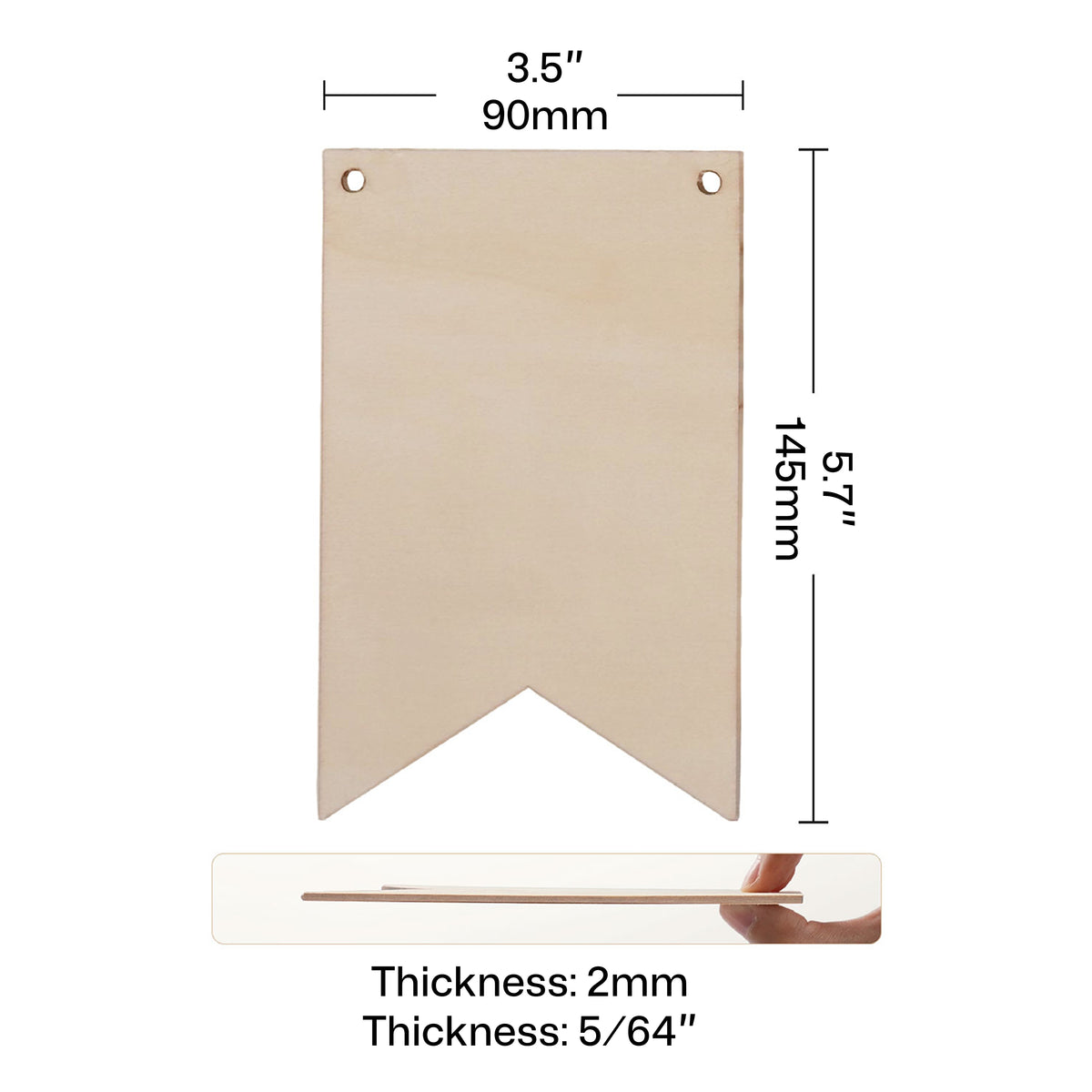 Blank Wood Pennant Signs (24pcs / 48pcs)