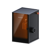 LaserPecker LP2 Safeguard includes the LaserPecker LP2  and a standard enclosure that fully houses it. It features a fully-enclosed design, meets Class 1 Laser Safety standards, and has an emergency stop button and smoke exhaust port for a safe, precise engraving experience.