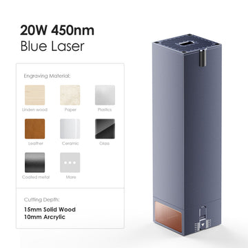 Engravable materials by 20W 450nm blue laser module