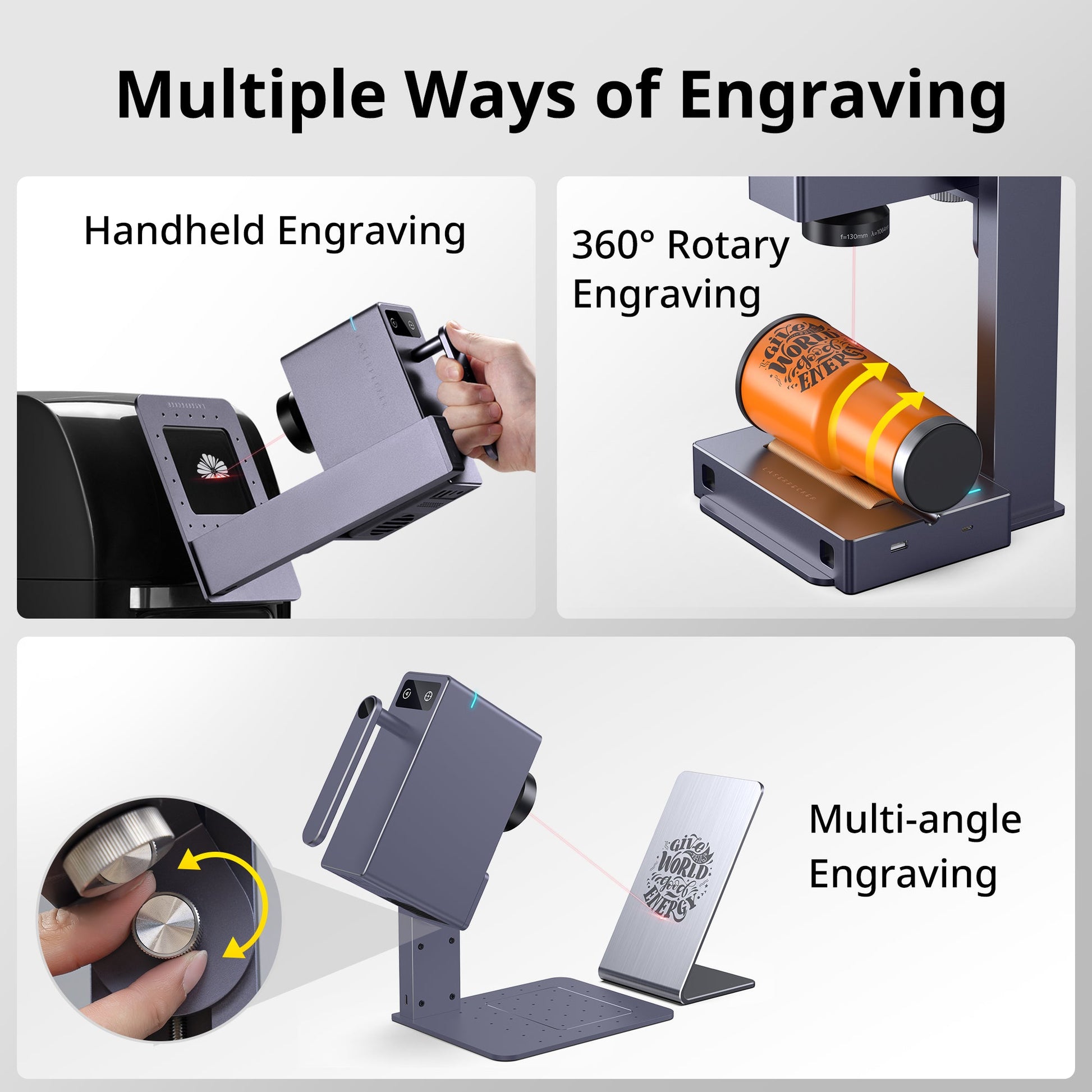 Creative engraving modes with LP3: handheld, rotary and multi-angle engraving