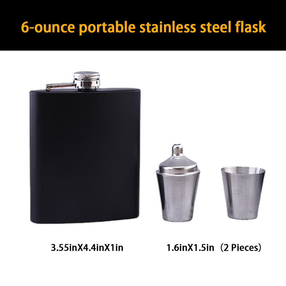 Stainless Steel Hip Flask with Funnel and Cups (6oz)