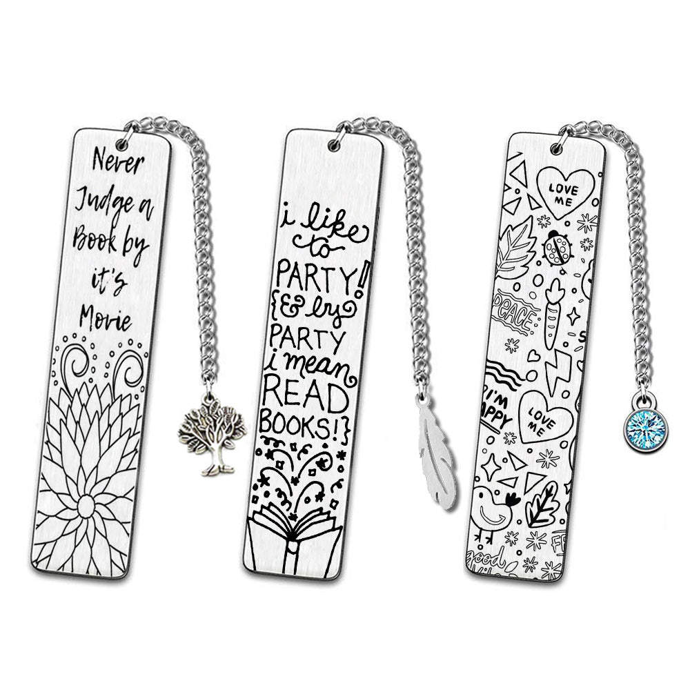 Stainless Steel Bookmarks with Pendants (3 pcs)